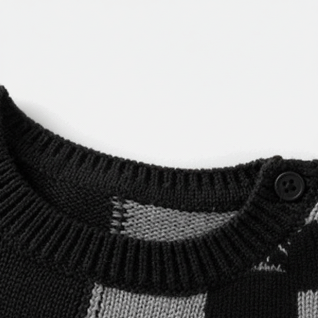Pull en tricot parent-enfant unisexe- Noir