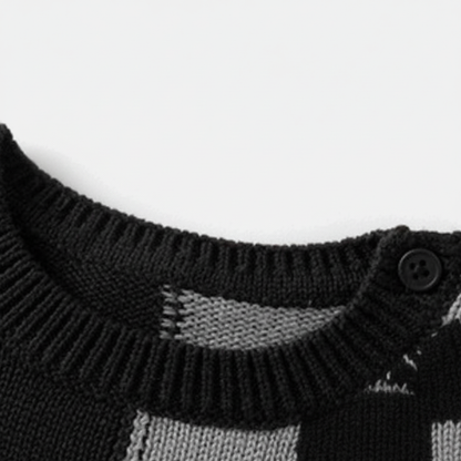 Pull en tricot parent-enfant unisexe- Noir