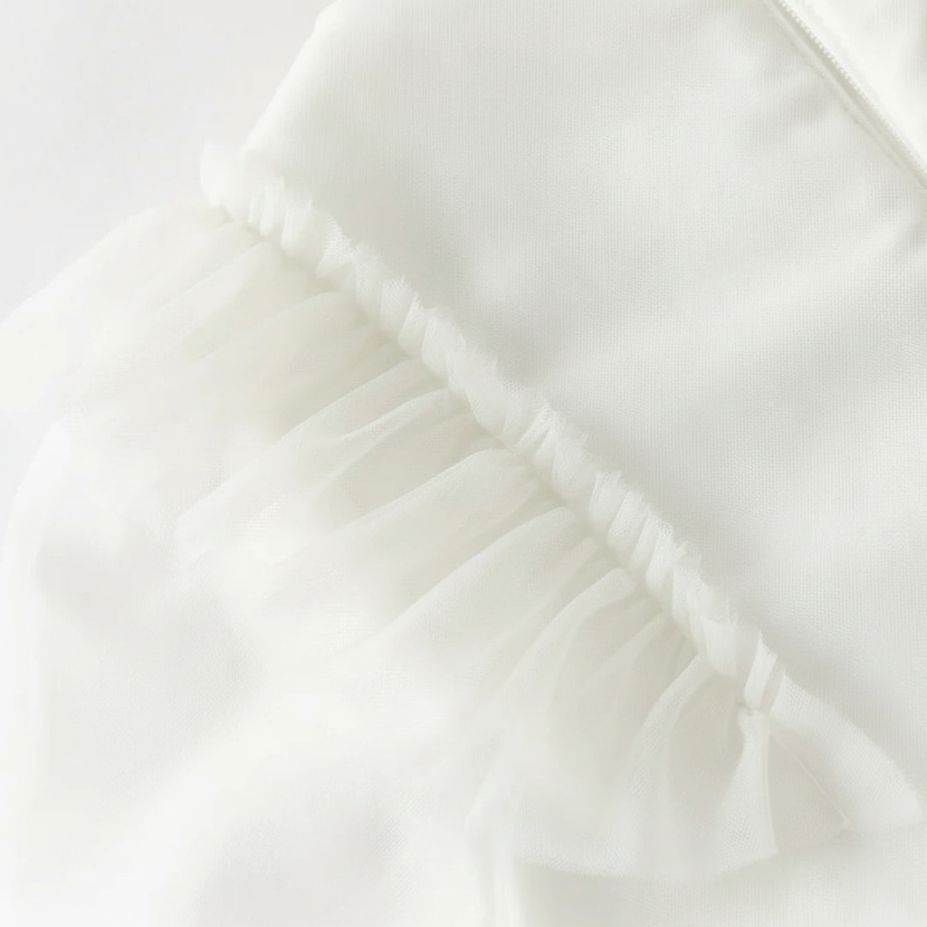 Robe cérémonie brodée fleurs enfant fille -Beige