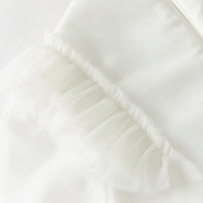 Robe cérémonie brodée fleurs enfant fille -Beige