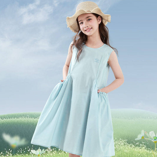 Robe d'été 100% coton bleu ciel pour fille MALOBY