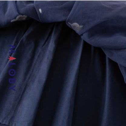 Jupon de fête en tulle brodé + legging intégré - Bleu -robes et ensembles pour filles, bébés et garcons - MALOBY
