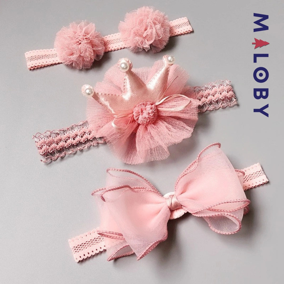 Lot trois bandeaux en dentelle enfant fille -robes et ensembles pour filles, bébés et garcons - MALOBY