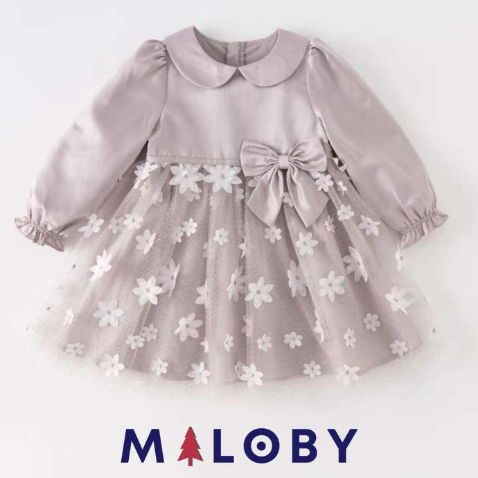 Robe cérémonie fleurette- Violet -robes et ensembles pour filles, bébés et garcons - MALOBY