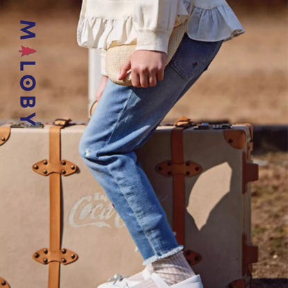 Pantalon denim brodé - Fille -robes et ensembles pour filles, bébés et garcons - MALOBY