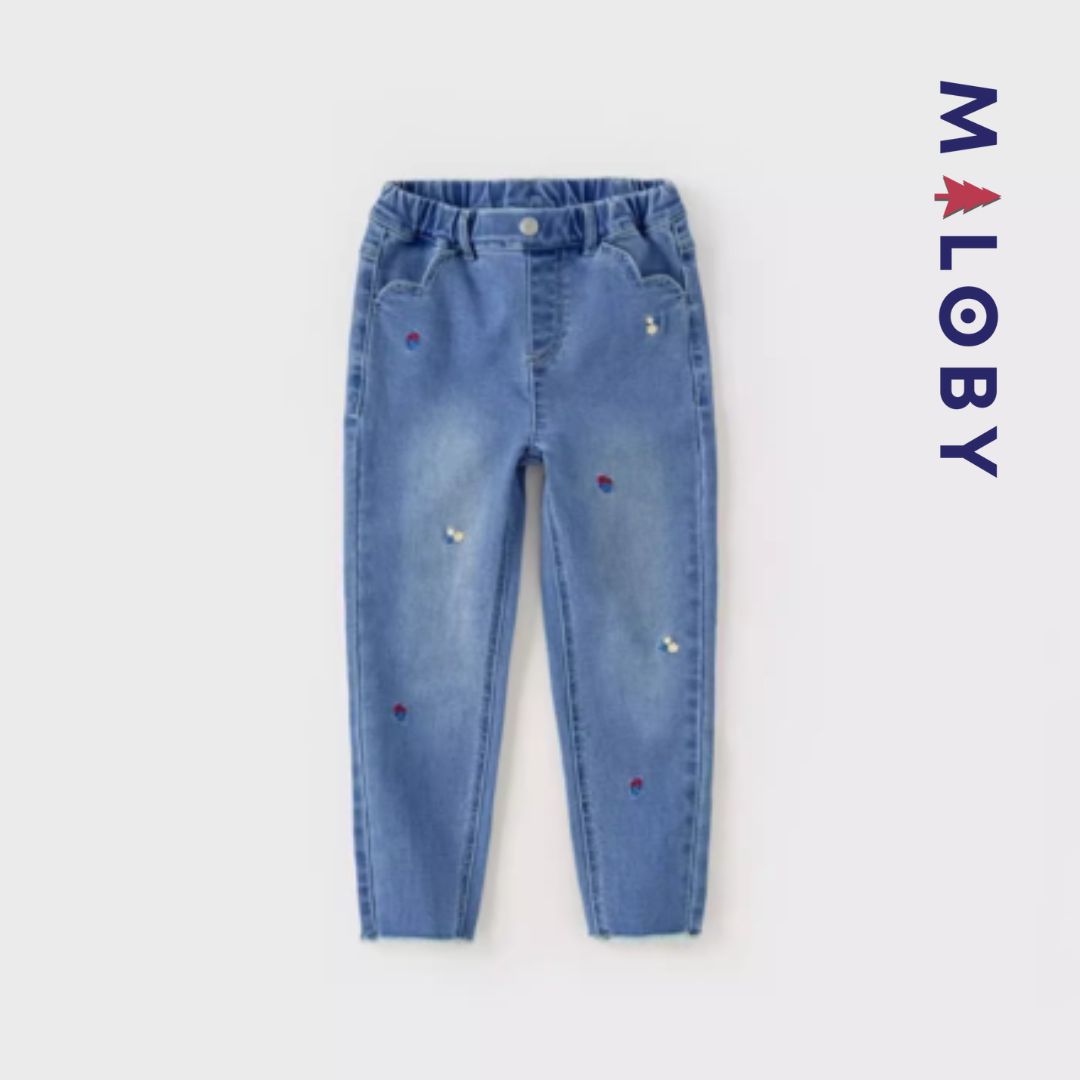 Pantalon denim brodé - Fille -robes et ensembles pour filles, bébés et garcons - MALOBY