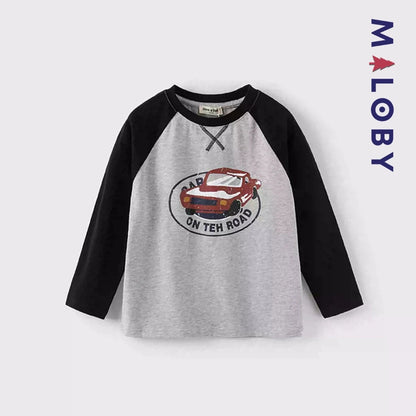 T-shirt graphique enfant garçon gris manches raglan en coton anti-allergiques