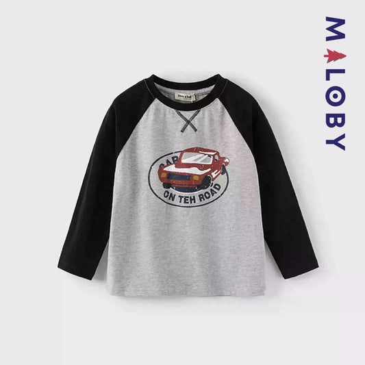 T-shirt graphique enfant garçon gris manches raglan en coton anti-allergiques