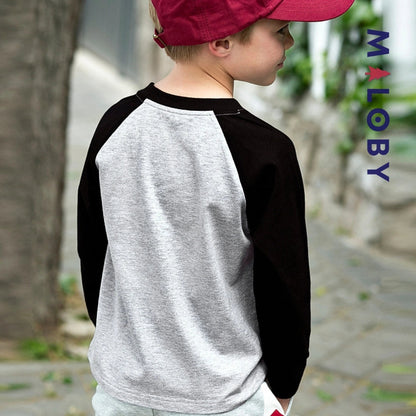 T-shirt graphique enfant garçon gris manches raglan en coton anti-allergiques