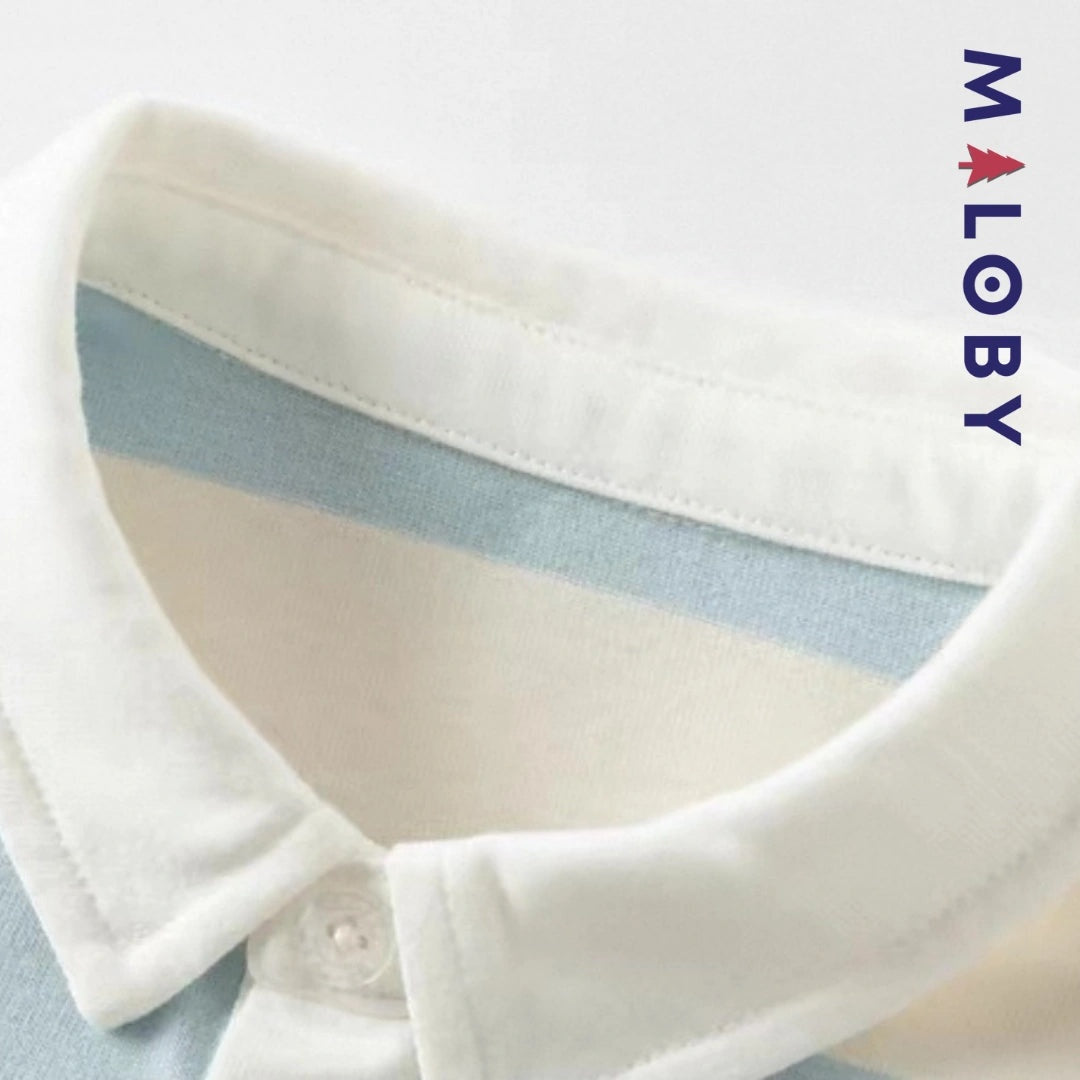 T-shirt rayé à doubles manches pour garçon, bleu ciel, idéal pour enfants et anniversaires.