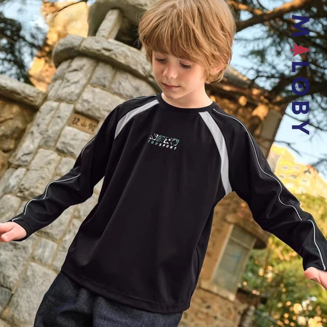 T-shirt antibactérien noir pour enfants garçons de la marque MALOBY