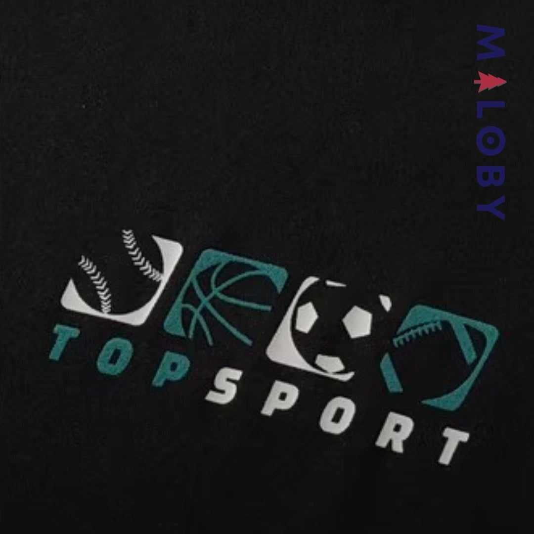 T-shirt antibactérien noir pour enfants garçons de la marque MALOBY