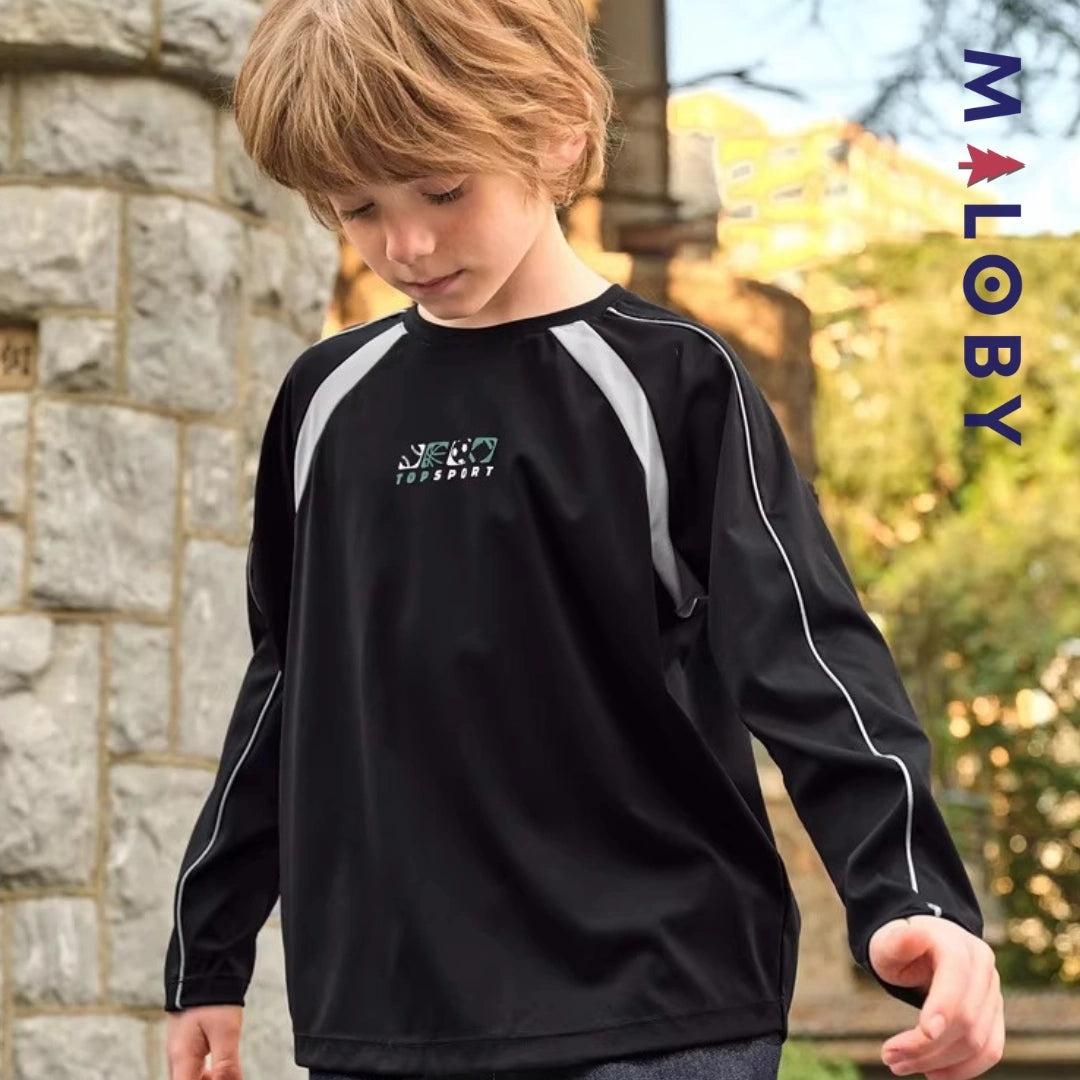 T-shirt antibactérien noir pour enfants garçons de la marque MALOBY