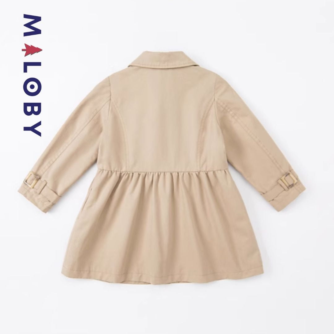 Trench beige à nœud pour fille, idéal pour les anniversaires et vêtements anti-allergiques.