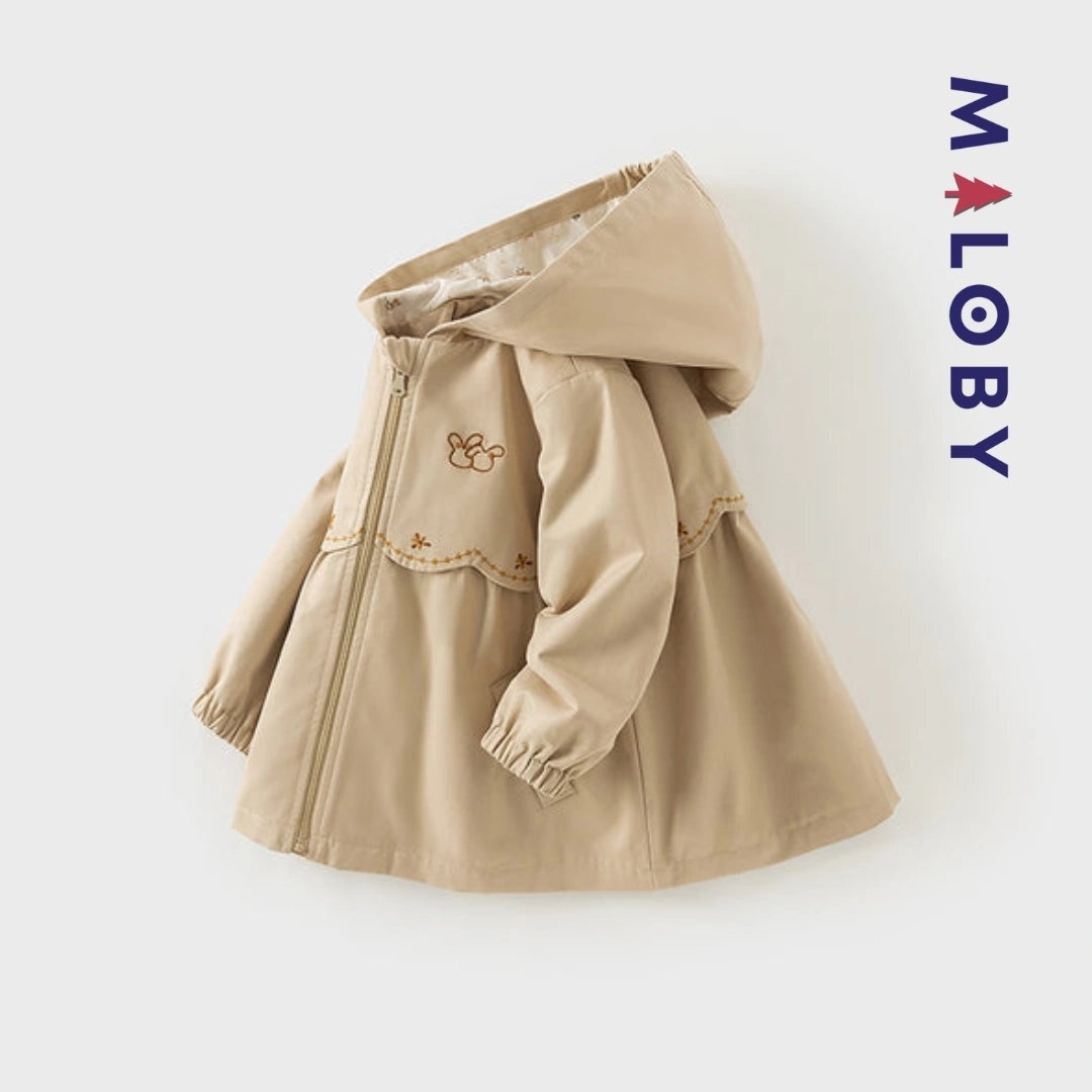 Trench à capuche beige pour enfants, élégant et confortable, idéal pour les anniversaires