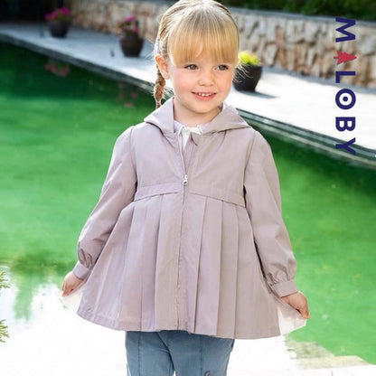 Trench violet à capuche pour fille avec doublure imprimée, idéal pour les vêtements enfants