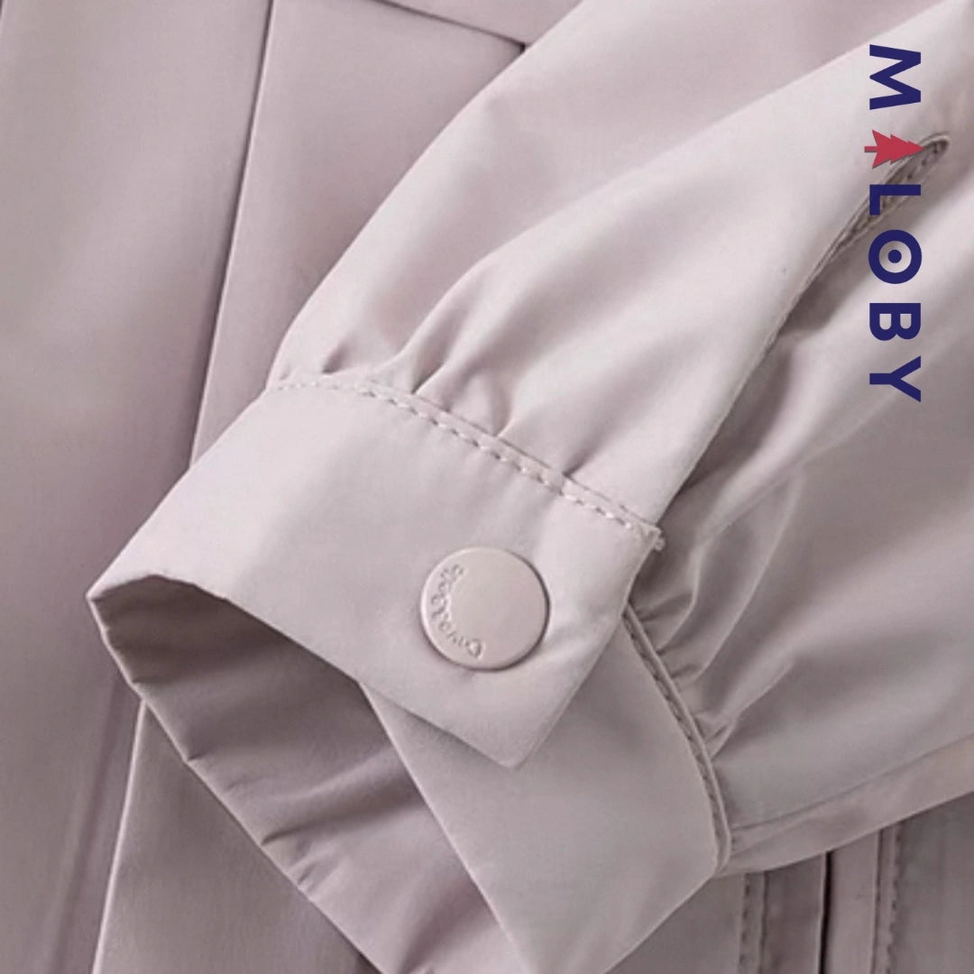 Trench violet à capuche pour fille avec doublure imprimée, idéal pour les vêtements enfants