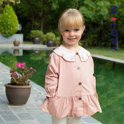 Trench à col fantaisie rose pour fille, parfait pour les anniversaires et les occasions spéciales.