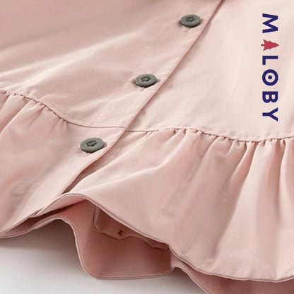 Trench à col fantaisie rose pour fille, parfait pour les anniversaires et les occasions spéciales.