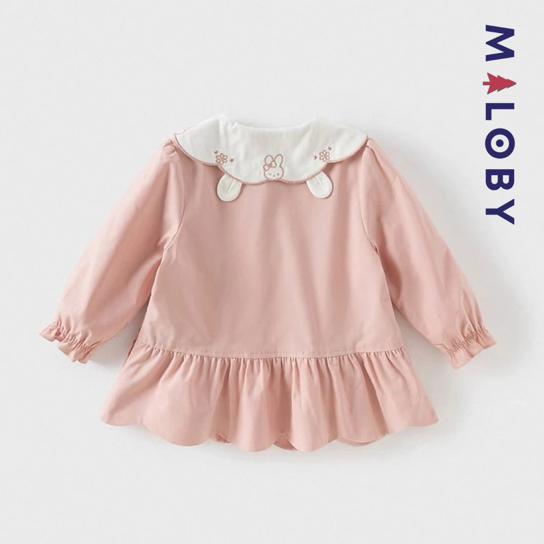 Trench à col fantaisie rose pour fille, parfait pour les anniversaires et les occasions spéciales.