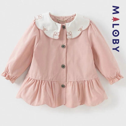 Trench à col fantaisie rose pour fille, parfait pour les anniversaires et les occasions spéciales.