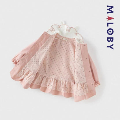 Trench à col fantaisie rose pour fille, parfait pour les anniversaires et les occasions spéciales.