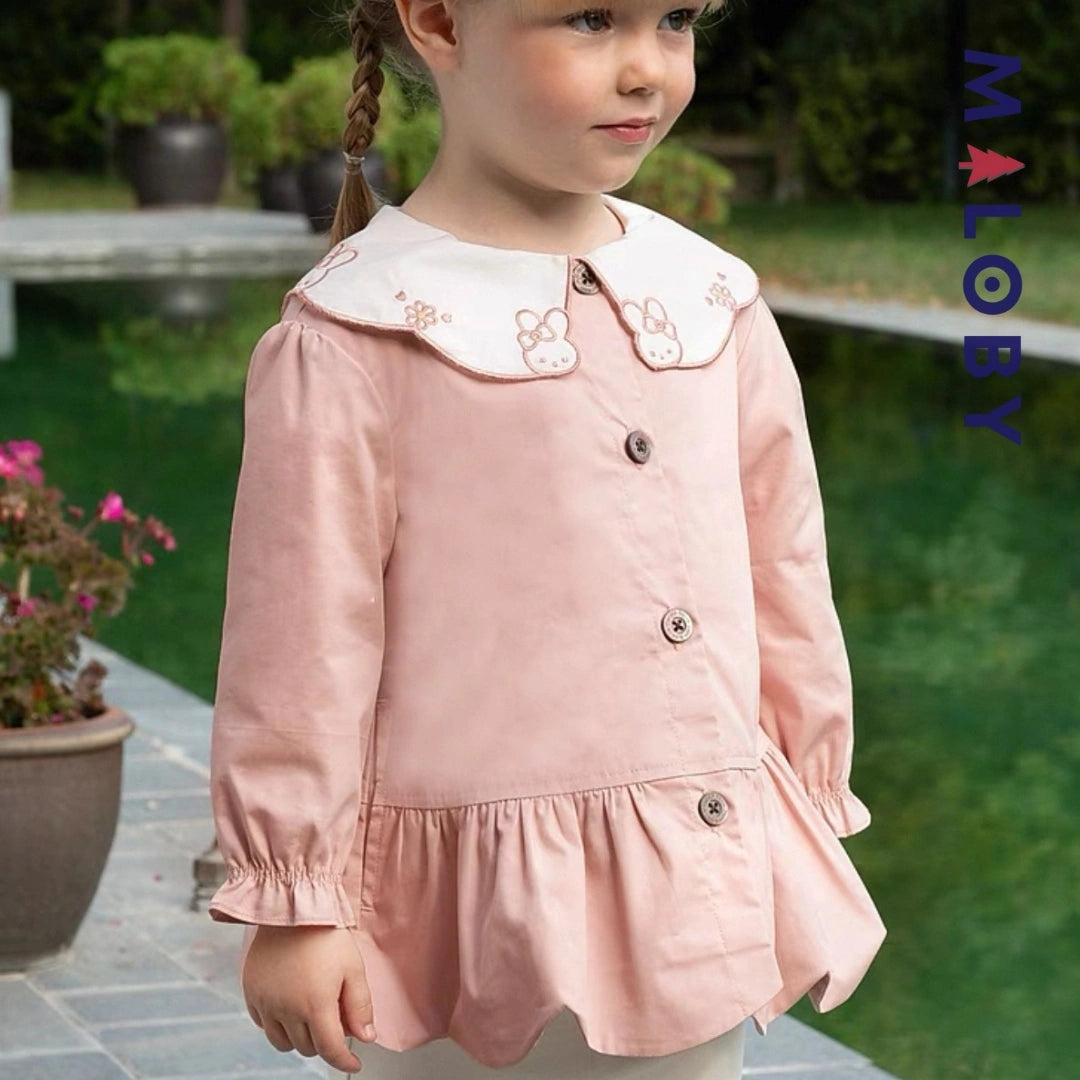 Trench à col fantaisie rose pour fille, parfait pour les anniversaires et les occasions spéciales.