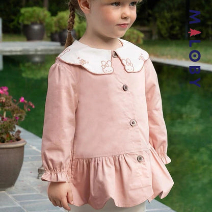 Trench à col fantaisie rose pour fille, parfait pour les anniversaires et les occasions spéciales.