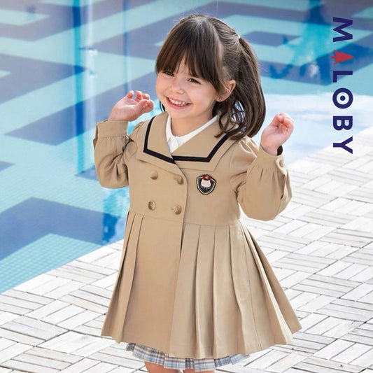 Trench col marin beige pour fille, parfait pour les occasions spéciales et le quotidien.