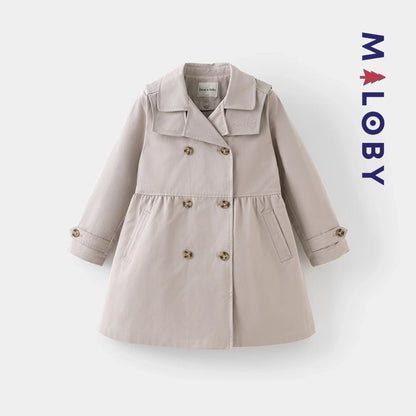 Trench uni beige pour fille, idéal pour les vêtements enfants et les anniversaires.