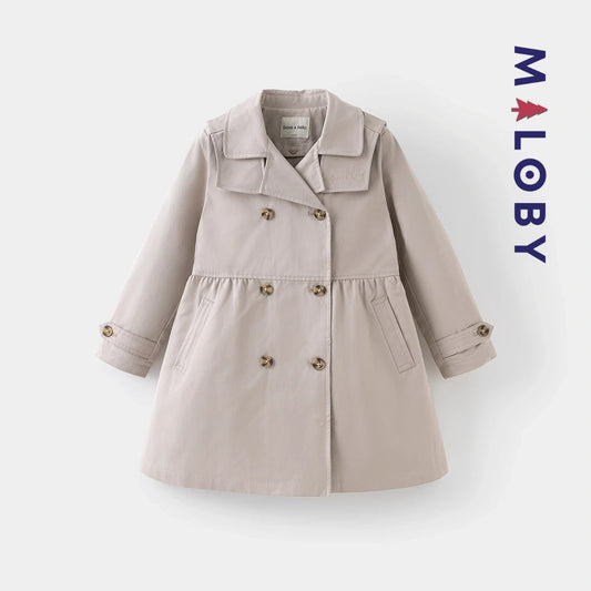 Trench uni beige pour fille, idéal pour les vêtements enfants et les anniversaires.