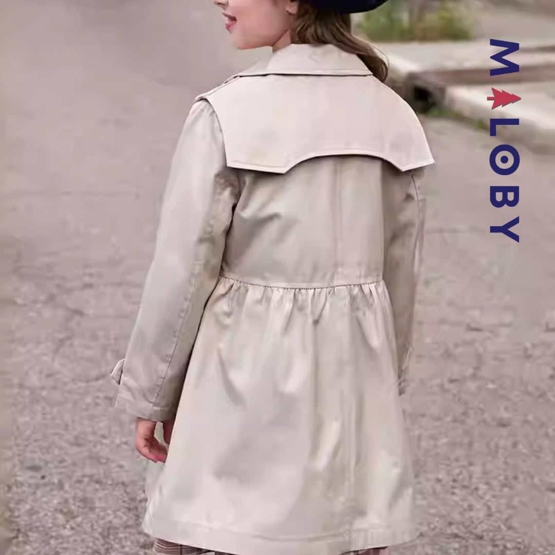 Trench uni beige pour fille, idéal pour les vêtements enfants et les anniversaires.