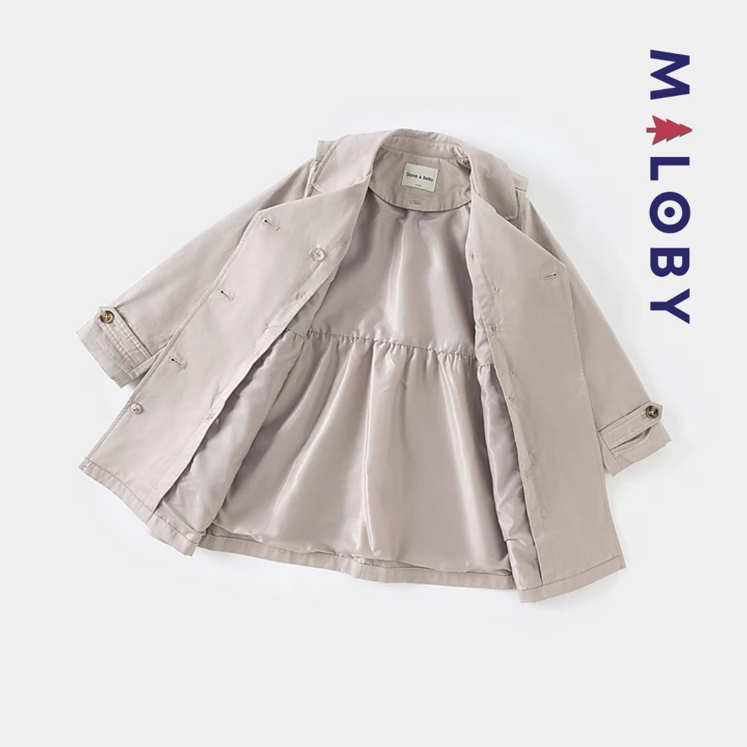 Trench uni beige pour fille, idéal pour les vêtements enfants et les anniversaires.