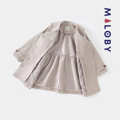 Trench uni beige pour fille, idéal pour les vêtements enfants et les anniversaires.