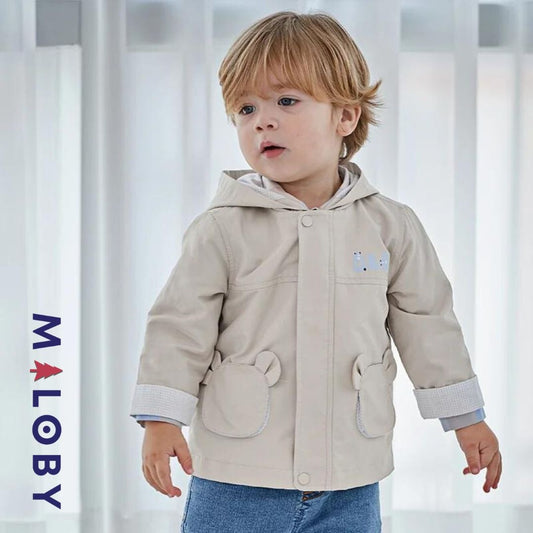 Veste à capuche beige manches longues pour garçon, idéale pour les vêtements enfants.