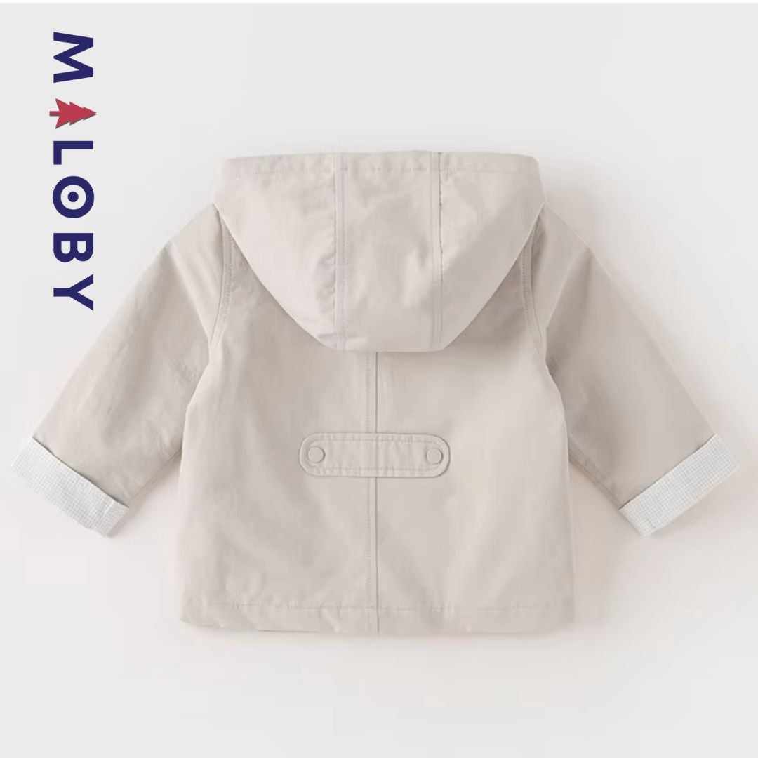 Veste à capuche beige manches longues pour garçon, idéale pour les vêtements enfants.