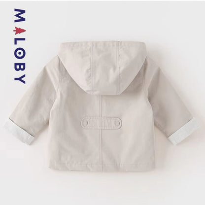 Veste à capuche beige manches longues pour garçon, idéale pour les vêtements enfants.