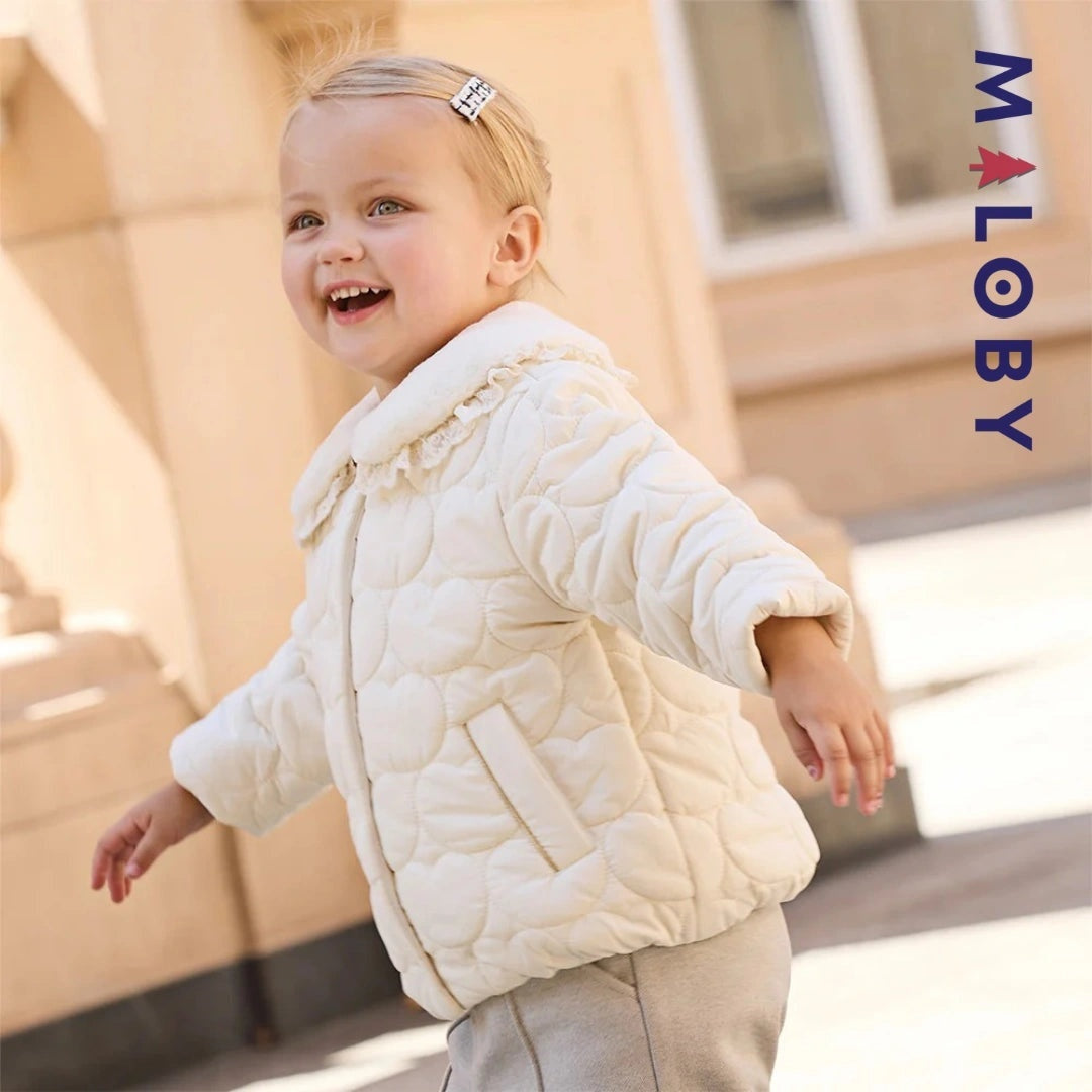 Veste courte matelassée beige pour fille, idéale pour enfants sensibles
