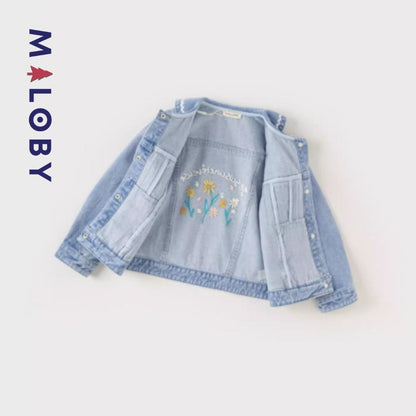 Veste en jean brodée pour fille, idéale pour les occasions spéciales et confortable pour le quotidien.