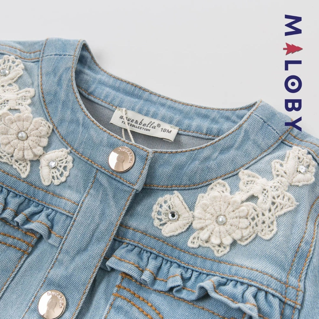 Veste en jean pour fille, confortable et anti-allergique, idéale pour les enfants