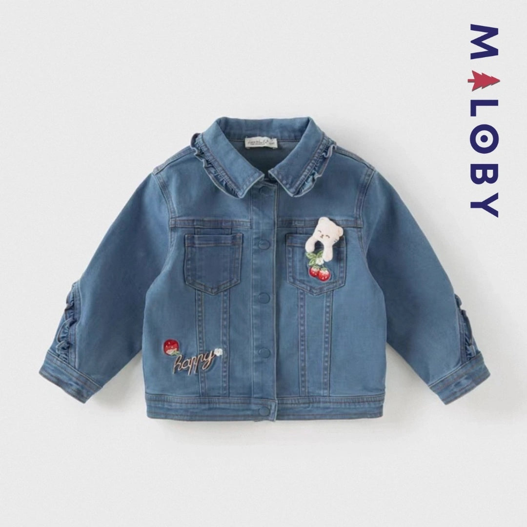 Veste en jean fantaisie enfant fille bleu de MALOBY - vêtements confortables et anti-allergiques