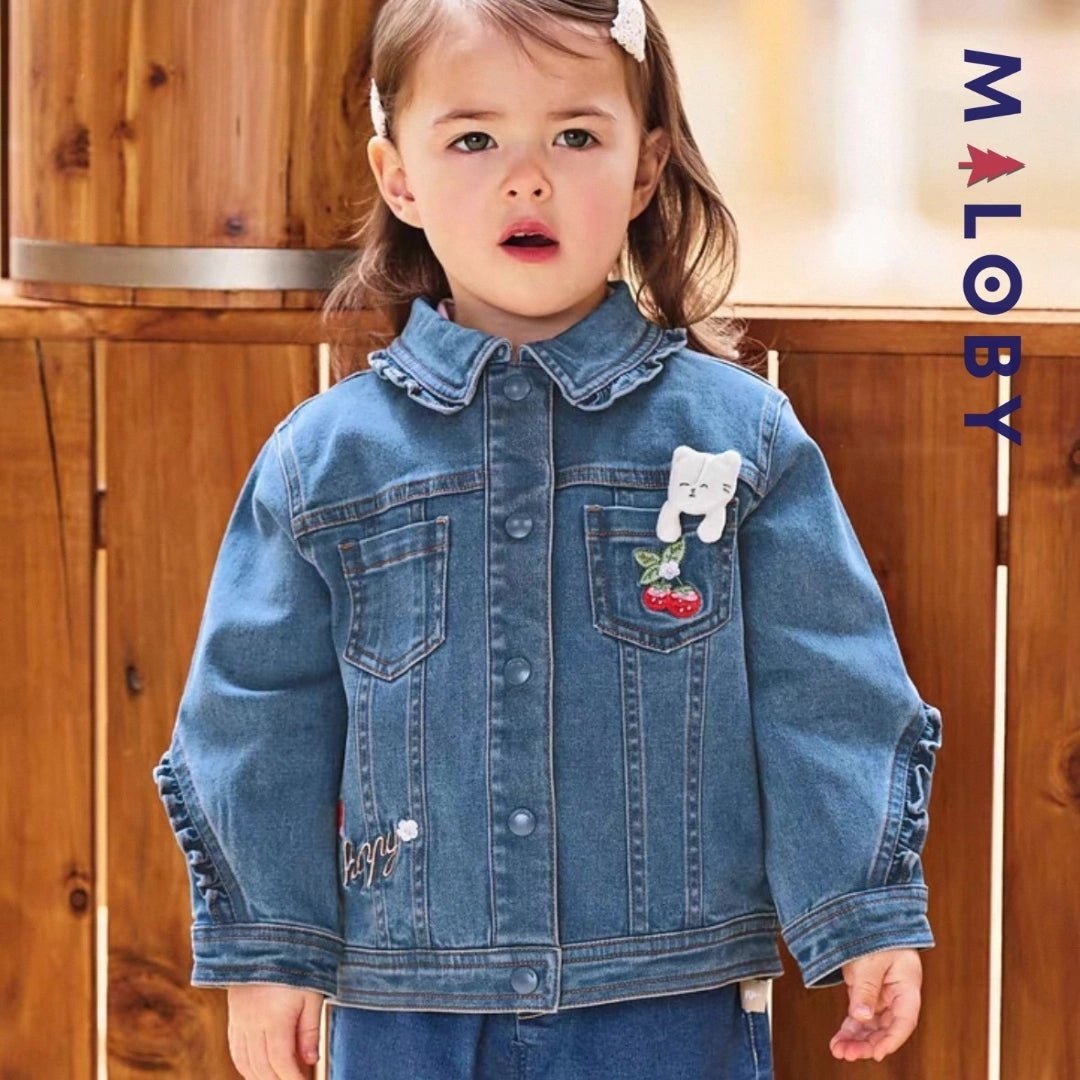 Veste en jean fantaisie enfant fille bleu de MALOBY - vêtements confortables et anti-allergiques