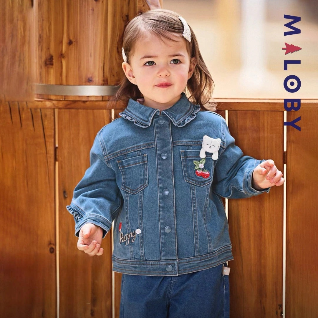 Veste en jean fantaisie enfant fille bleu de MALOBY - vêtements confortables et anti-allergiques