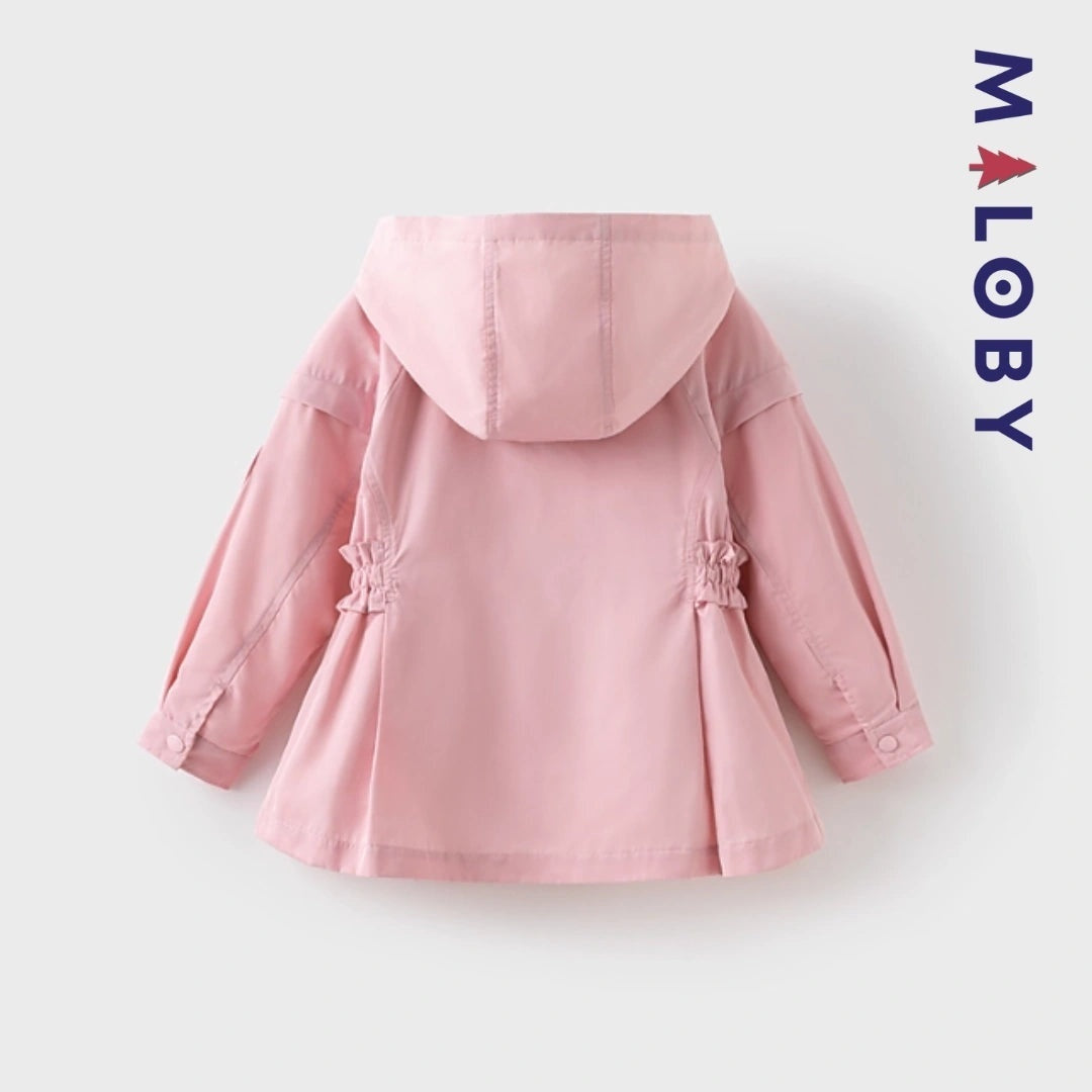 Veste imperméable rose pour enfant fille, idéale pour la mi-saison et les activités en extérieur.