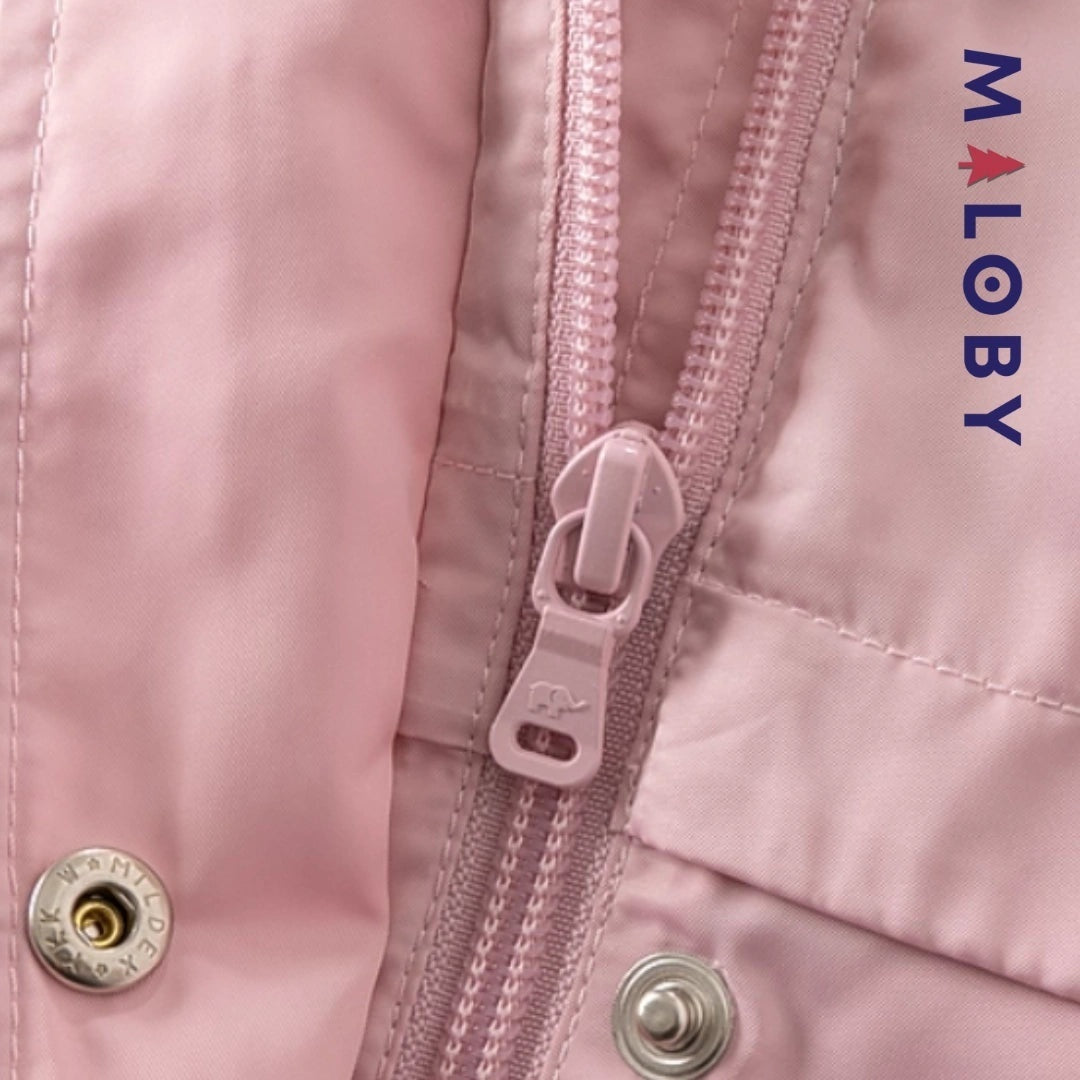 Veste imperméable rose pour enfant fille, idéale pour la mi-saison et les activités en extérieur.