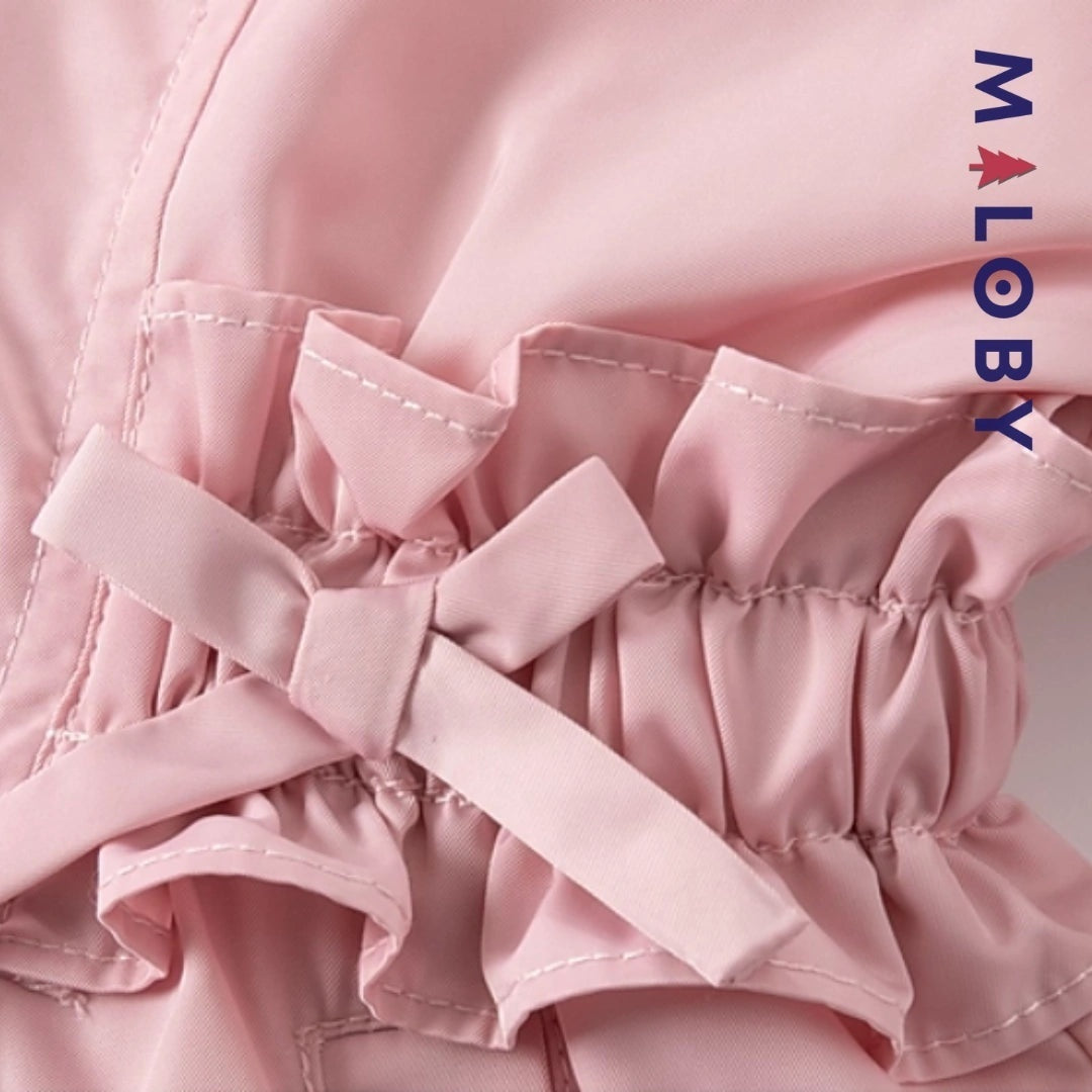 Veste imperméable rose pour enfant fille, idéale pour la mi-saison et les activités en extérieur.