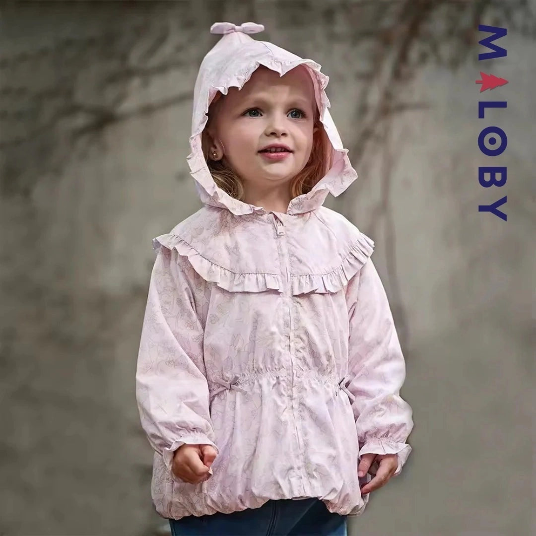 Veste mi-saison imprimé floral rose pour fille - élégante et confortable