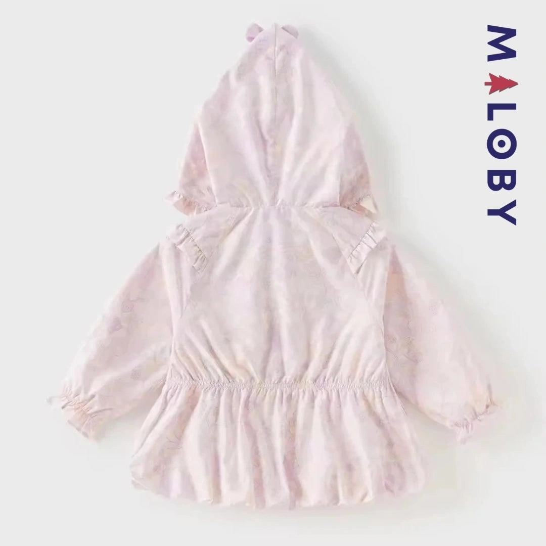 Veste mi-saison imprimé floral rose pour fille - élégante et confortable