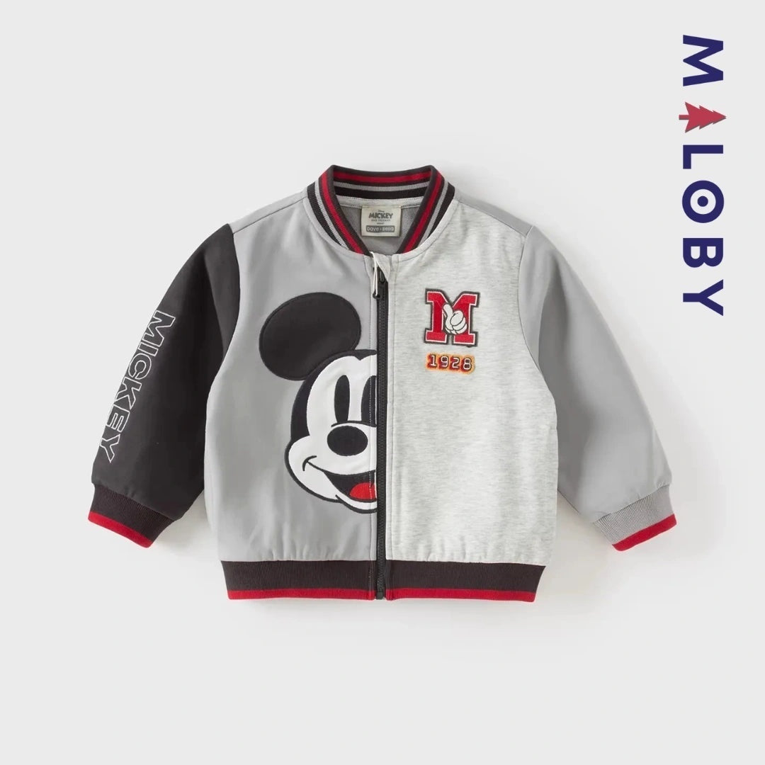 Veste teddy colorblock Disney pour garçon, idéale pour les enfants en coton anti-allergique.