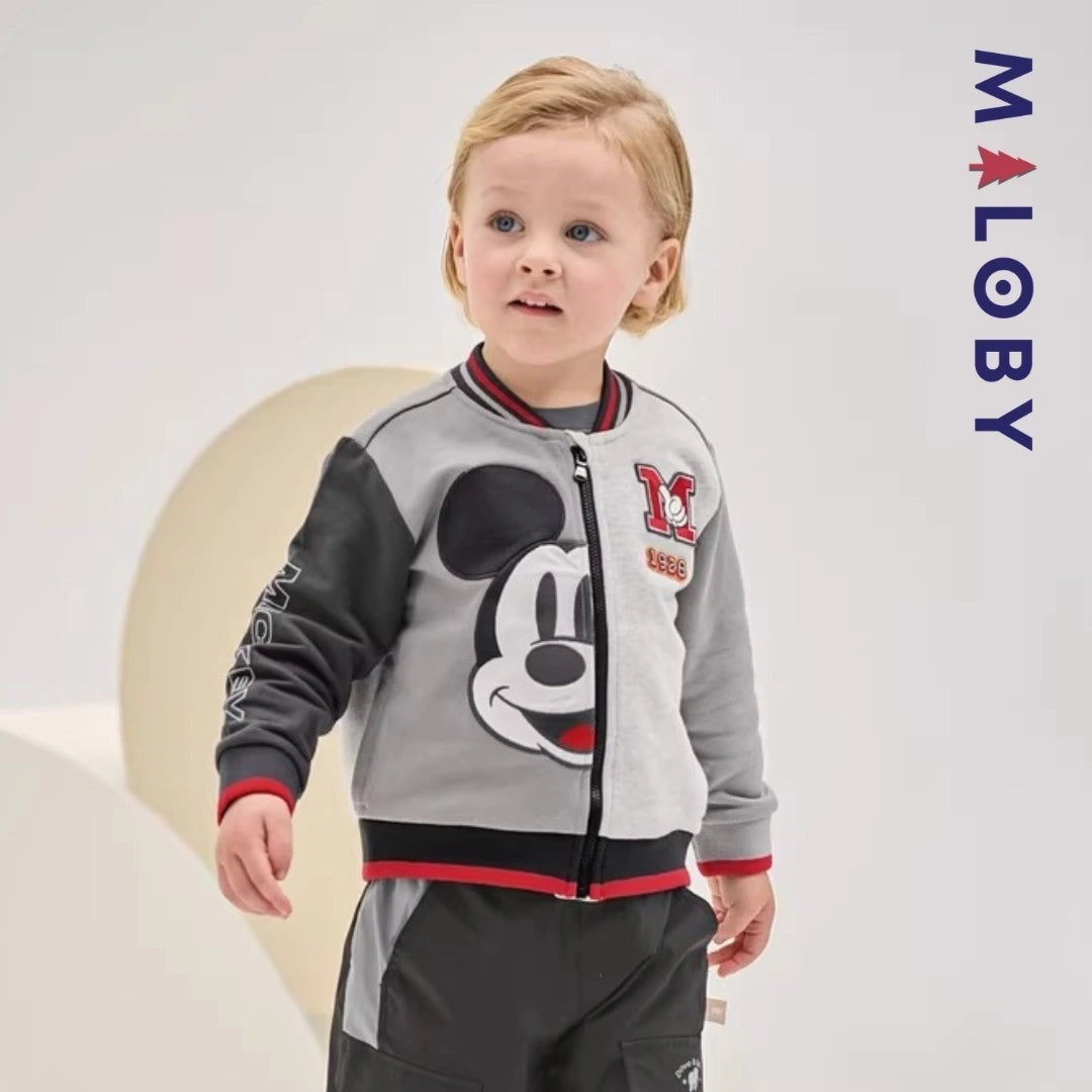 Veste teddy colorblock Disney pour garçon, idéale pour les enfants en coton anti-allergique.